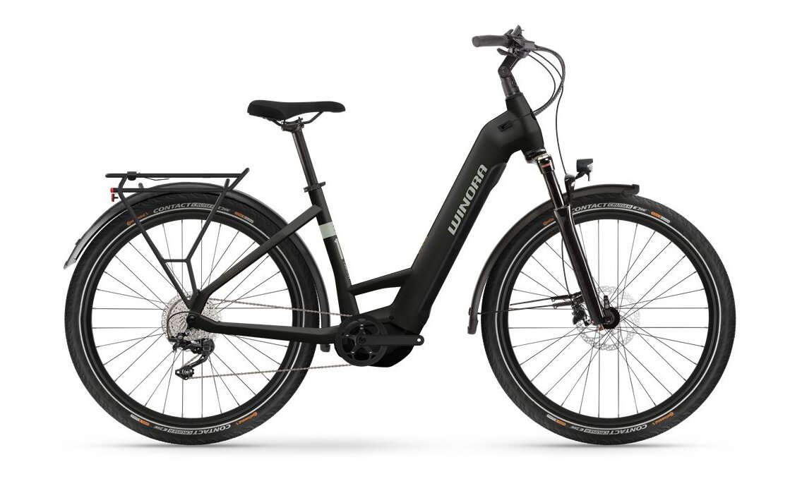 Winora Yucatan X10 Black matte 2024 - E-Bike Trekkingfiets Heren