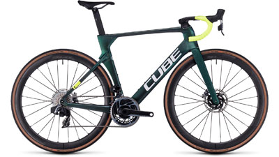 Cube Litening AERO C:68X SLX racefiets in donkergroen.