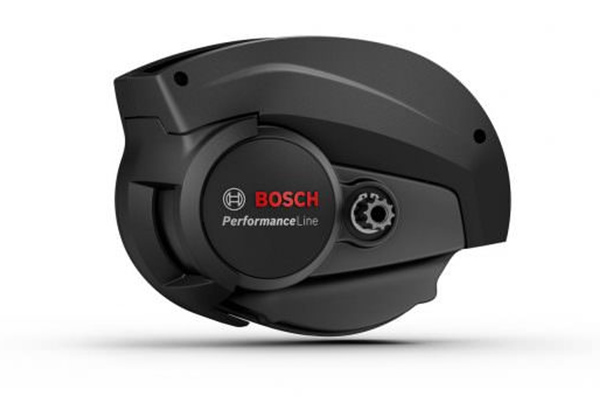 Te zien is een zwarte Bosch e-bike motor uit de Performance Line serie