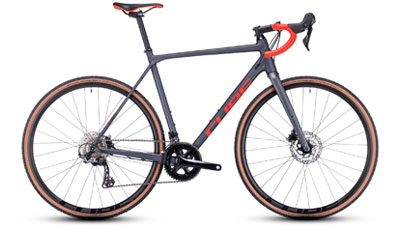 Cube Cross Race Pro racefiets in grijs met oranje letters.