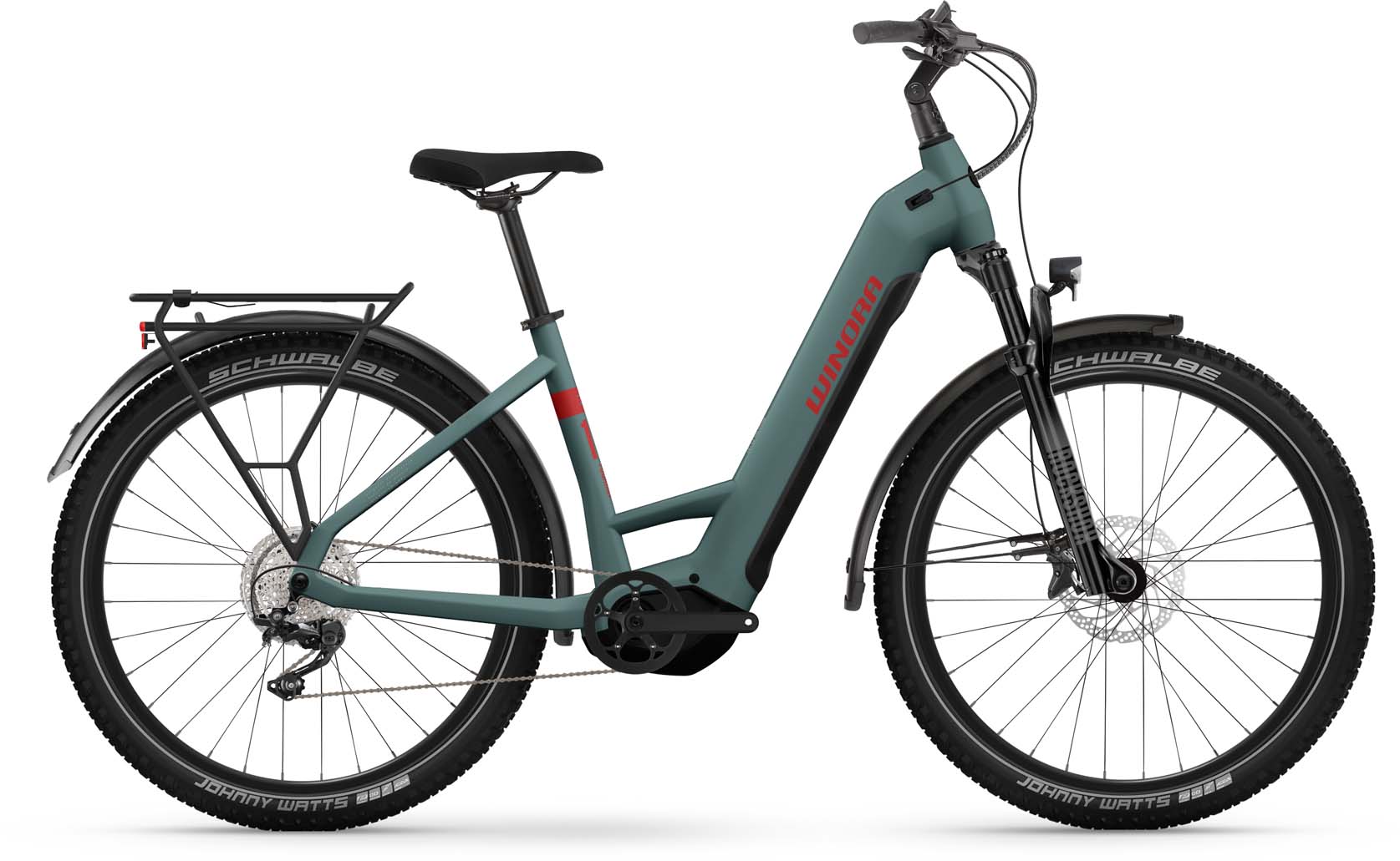 Winora Yucatan X12 metallic stone blue matte 2023 - E-Bike Trekkingfiets lage instap - Schade aan het lakwerk - 38 cm