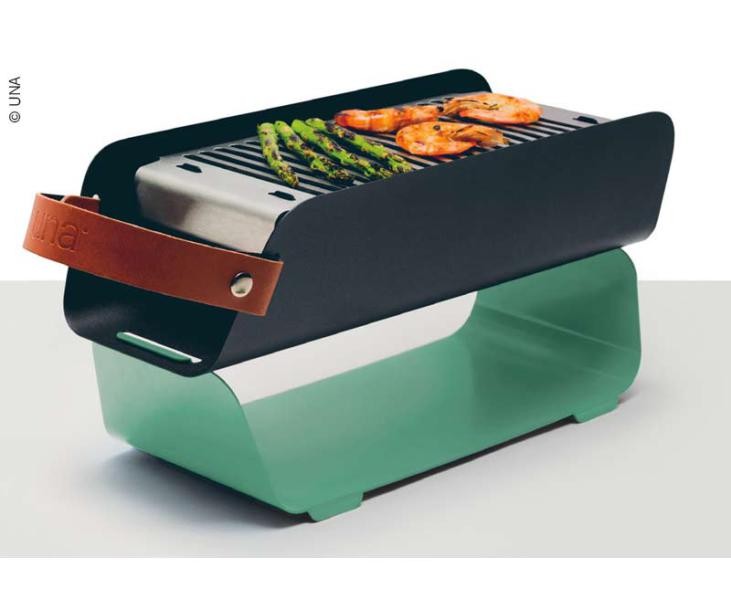 Tafelgrill UNA, turquoise, houtskool, L43xB16xH9cm, 2 grillhoogtes