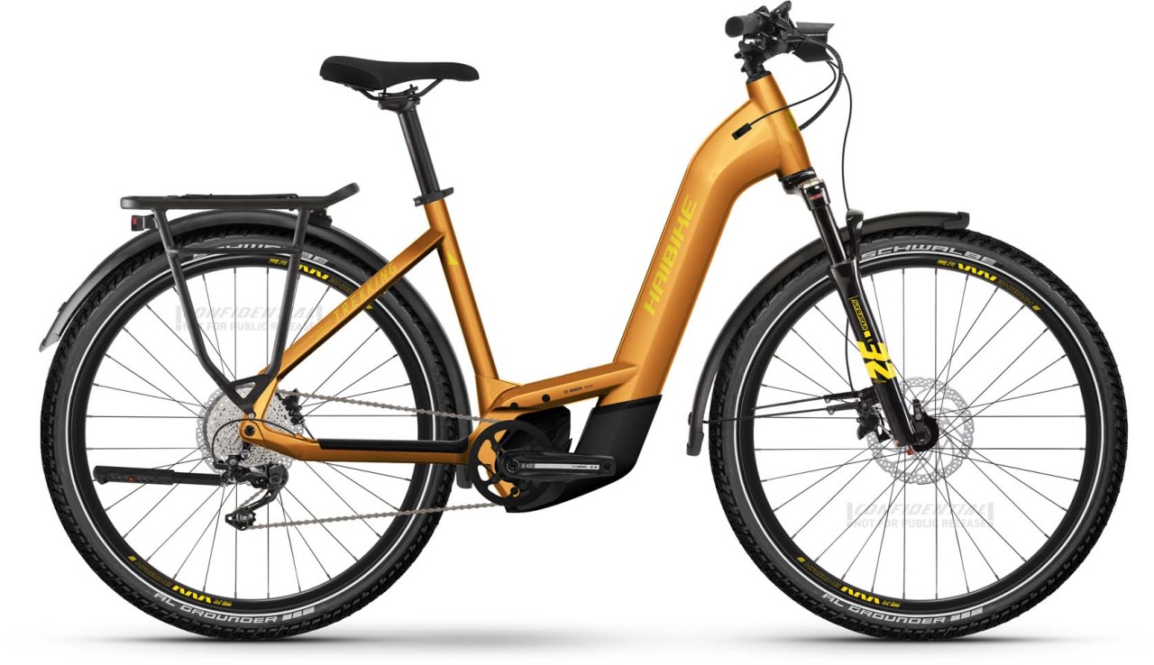 Haibike Trekking 8 metal lava/yellow gloss 2023 - E-Bike Trekkingfiets lage instap