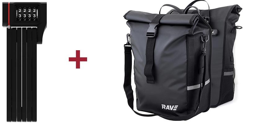 Abus UGrip Bordo 5700/80C SH vouwslot + RAVE Voyage achtertas - (paar)