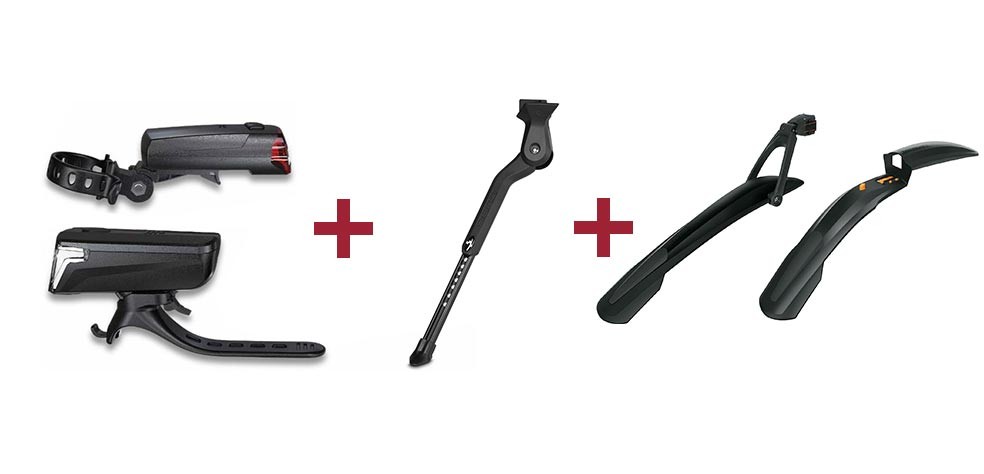 RFR Tour 32 verlichtingsset + Cube Cubestand CMPT fietsstandaard + SKS Shockblade + X-Blade spatbordset