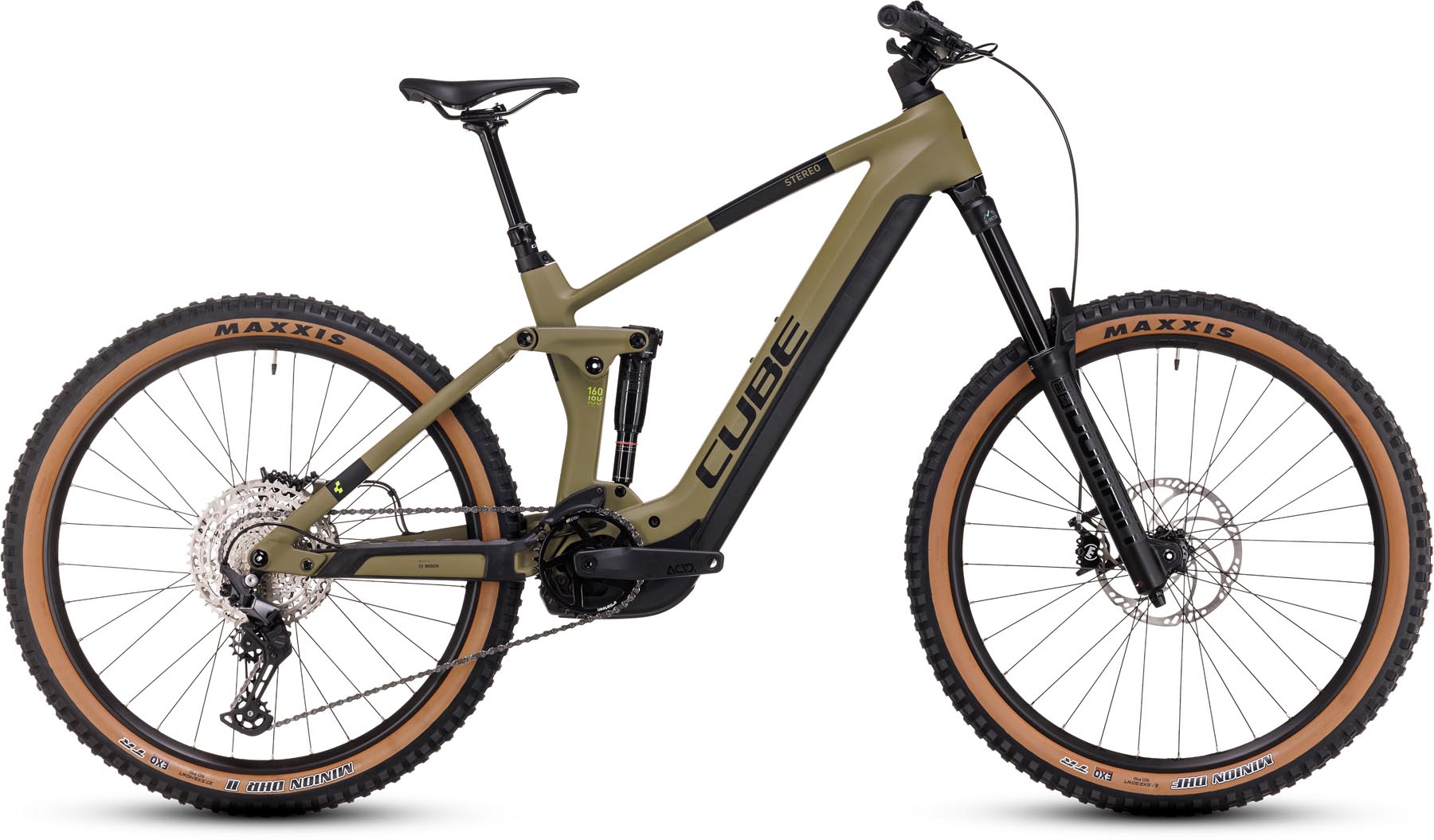 Cube Stereo Hybrid 160 HPC Race 750 27.5 olive n green 2024 E Bike Fully MTB MHW