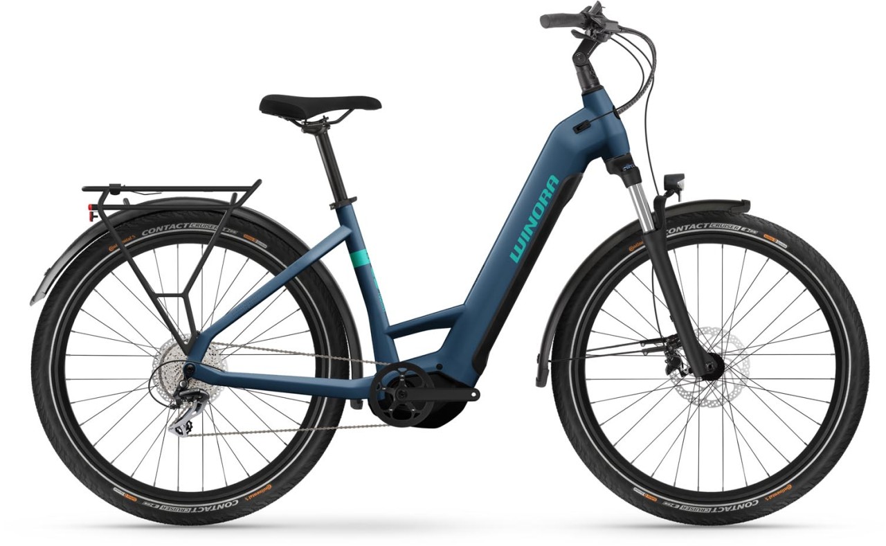 Winora Yucatan X8 Darkblue matt 2024 - E-Bike Trekkingfiets lage instap