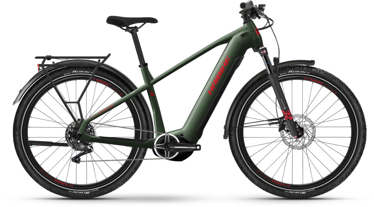 Haibike Trekking 5 olive / red gloss 2024 - E-Bike Trekkingfiets Heren