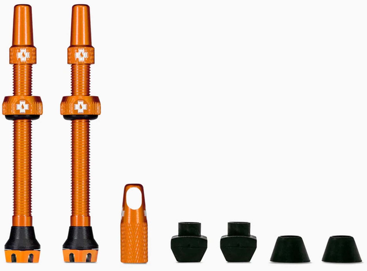 Muc-Off Gloednieuwe binnenbandloze ventielen - ventiel 44 mm oranje