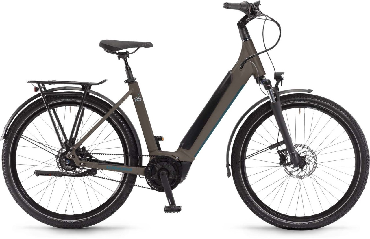 Winora Sinus R5f Peat matt 2023 - E-Bike Trekkingfiets lage instap