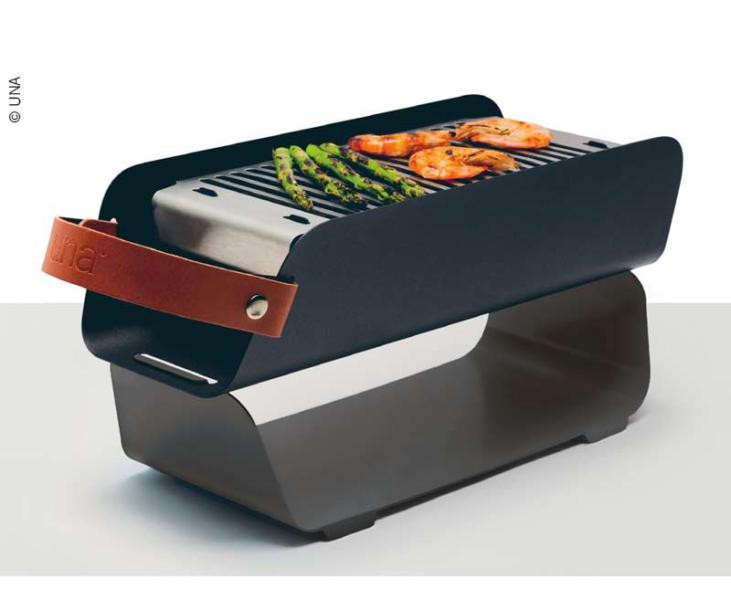 Tafelgrill UNA, grijs, houtskool, L43xB16xH9cm, 2 grillhoogtes