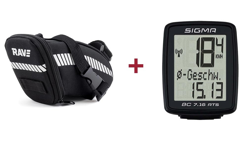 RAVE Zadeltas Riem L + Sigma BC 7.16 ATS fietscomputer