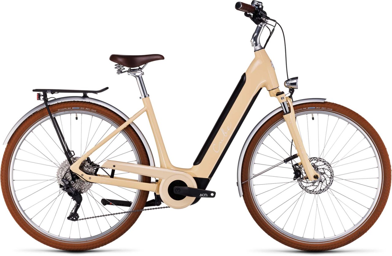 Cube Ella Ride Hybrid 500 honey n white 2023 - Retro E-Bike Trekkingfiets lage instap
