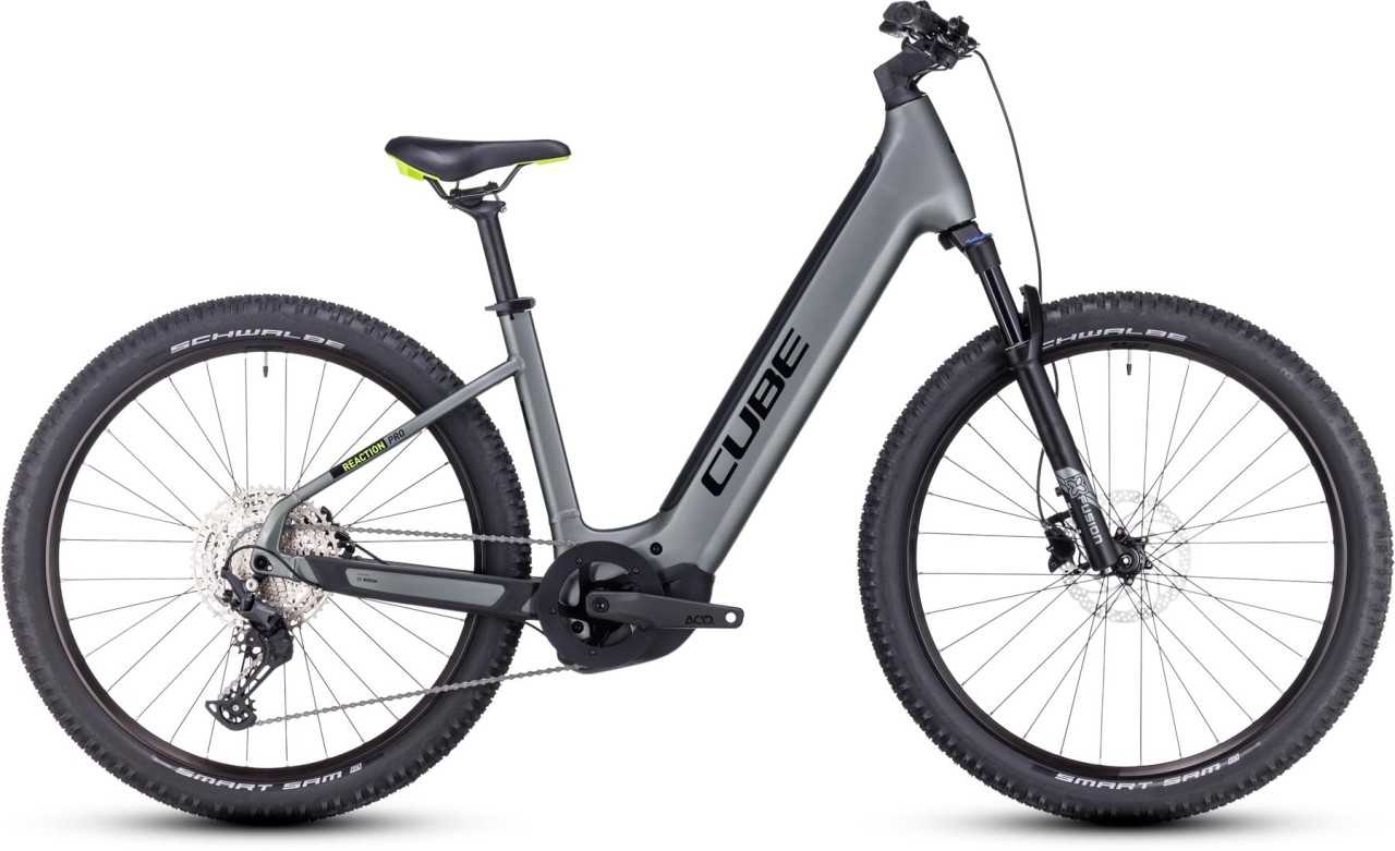 Cube Reaction Hybrid Pro 625 flashgrey n green 2024 - E-Bike Hardtail Mountainbike lage instap