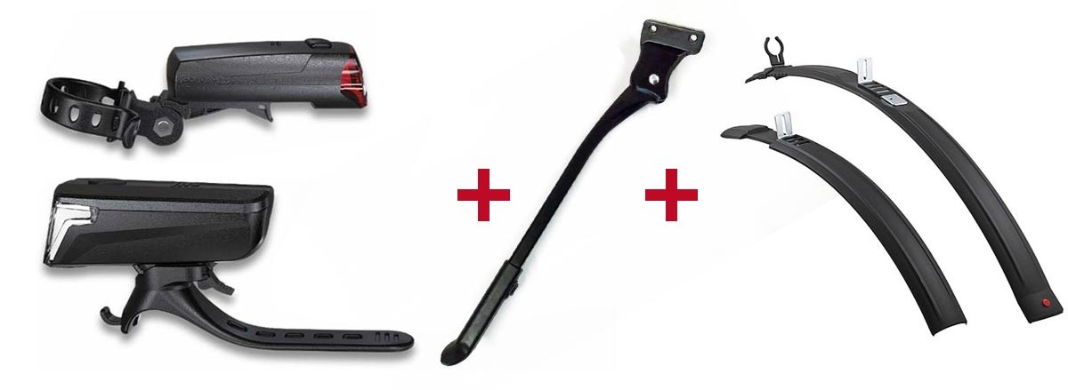RFR Verlichtingsset + Ghost Fietsstandaard + Hebie Spatbordset
